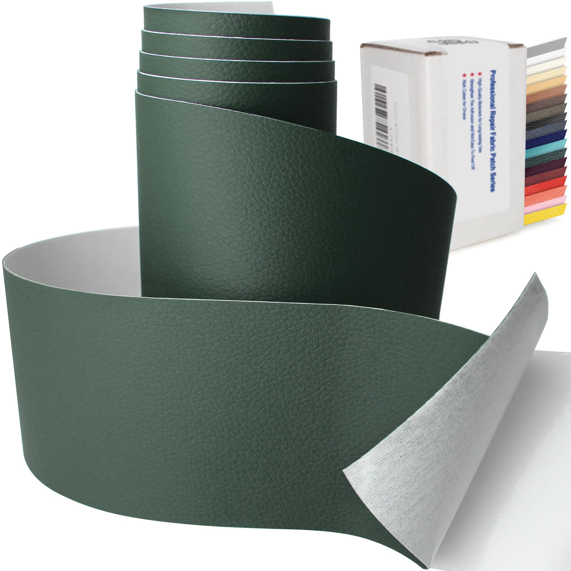 SiiRo 3 X 60 inch Self Adhesive Leather Repair Patch, Dark Green Leather Repair Tape for Furniture, Adhesive Leather Patch for Car Seat Repair,