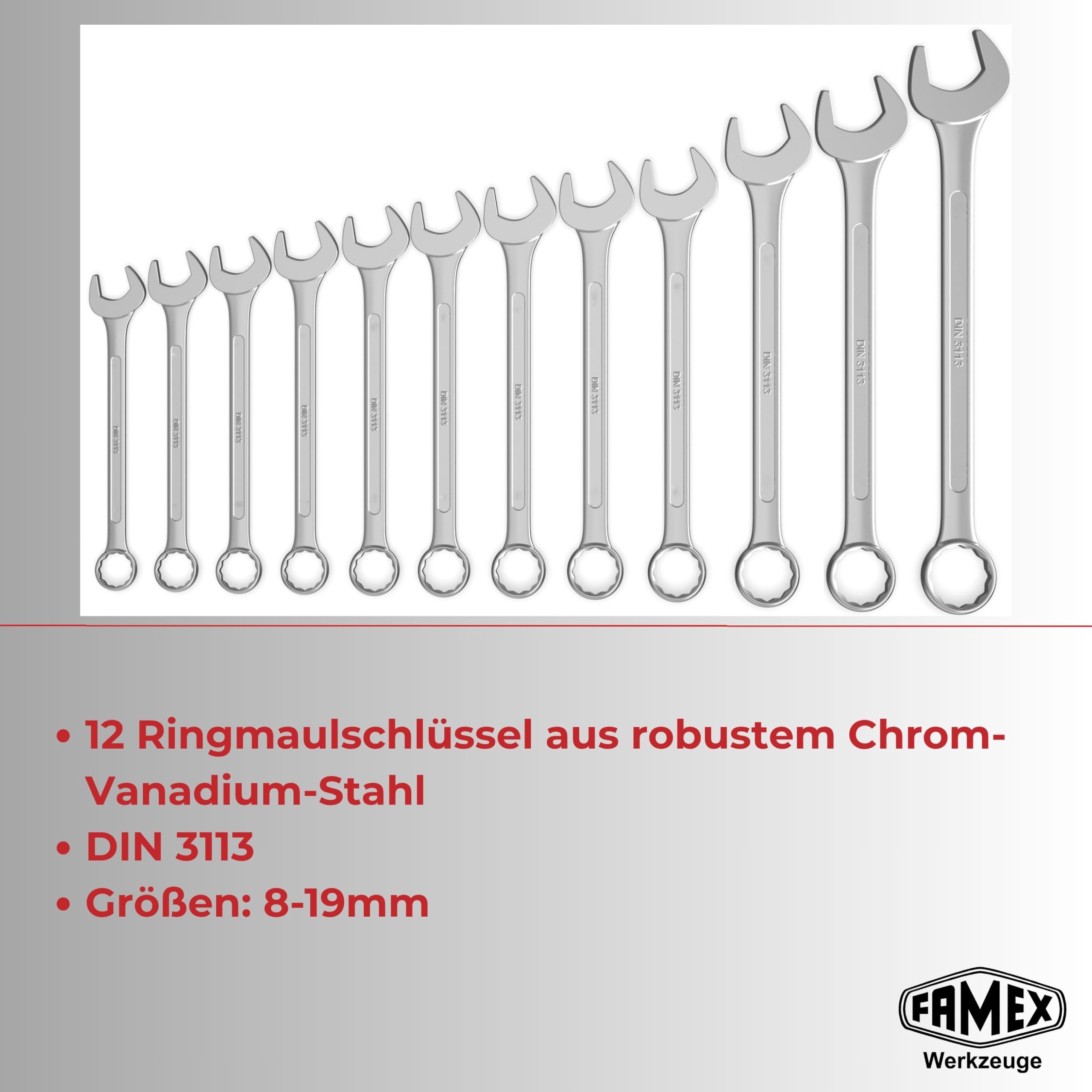 FAMEX 555-50 Steckschlüsselsatz 219-tlg. - 1/4 Zoll, 3/8 Zoll, 1/2 Zoll - alle Werkzeuge CV-Stahl - Werkzeug Set mit 3 Feinzahnknarren - Ratschenkasten, Ring-Maulschlüssel DIN 3113, Stecknüsse, Bits
