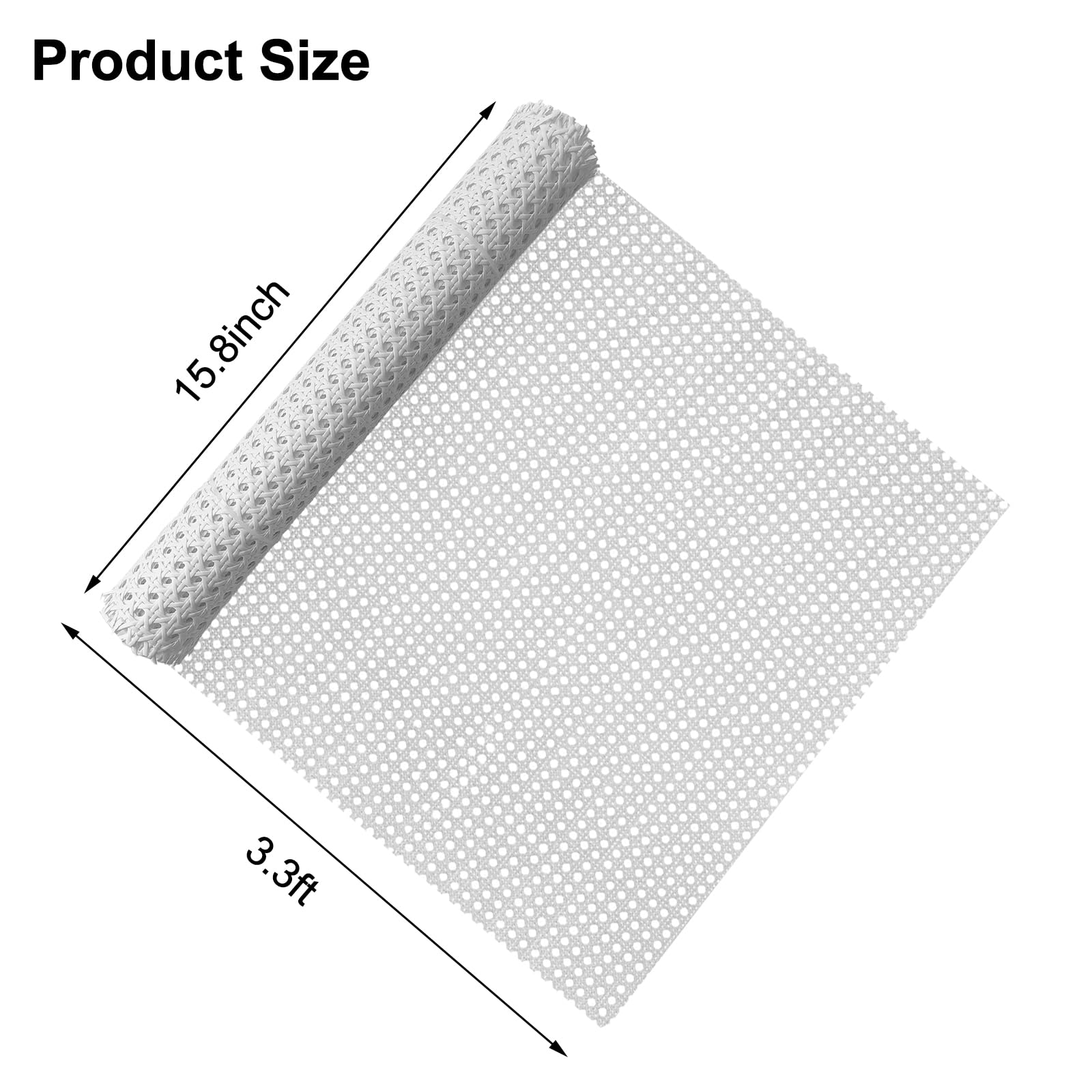 Plastic White Cane Webbing Roll, 15.8 Inch x 3.3 Ft Handwoven Synthetic Poly Rattan Weaving Material - Image 2