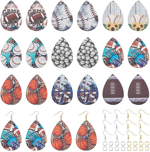 Miniatura 8 de KISSITTY Kit de fabricación de aretes de madera, 36 piezas de lágrima con cruz de vaca y leopardo, dijes de madera impresos con 80 ganchos para