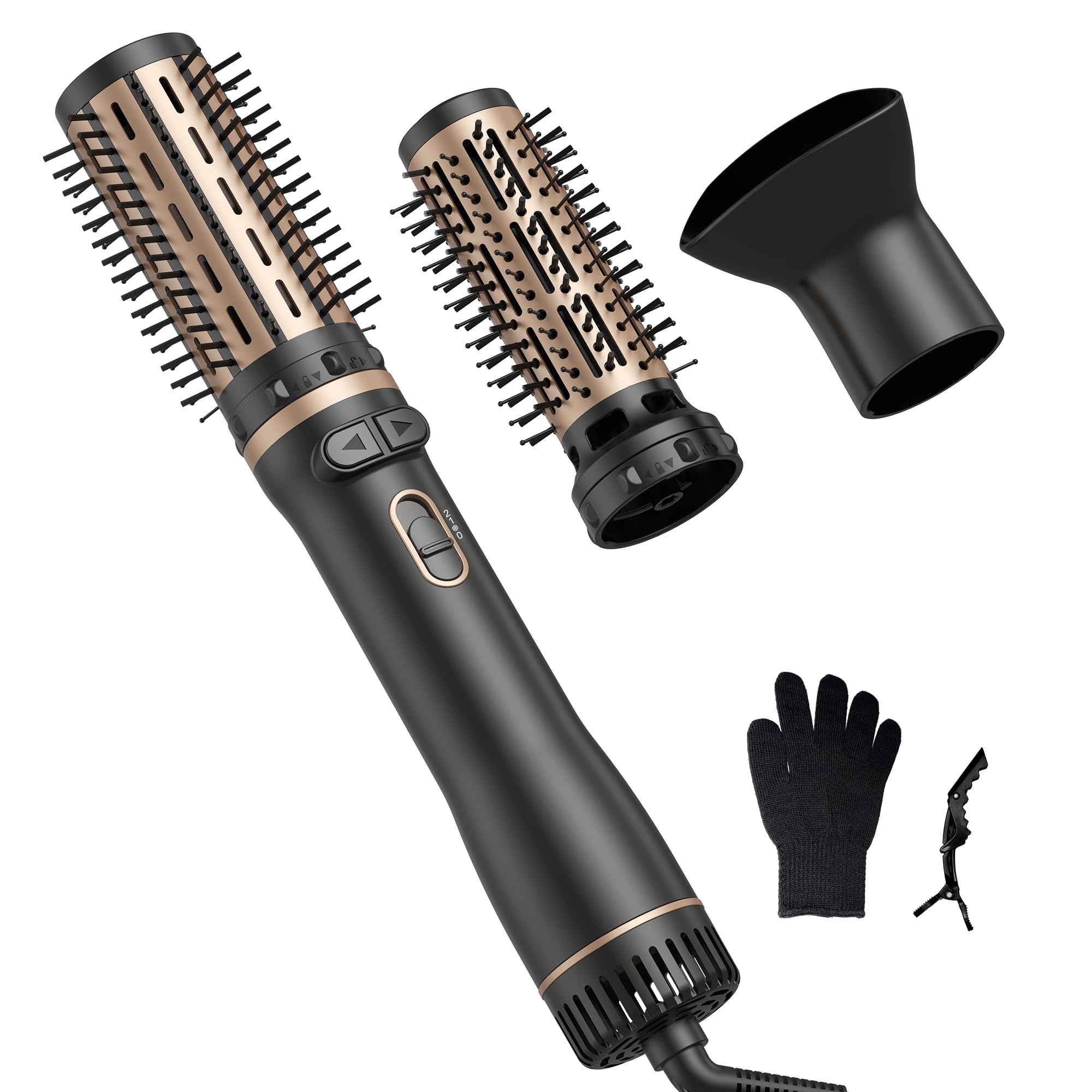 Rotating Hair Dryer Brush,Blow Dry Brush Set with 2 Styling Brush(38mm&50mm) and Concentrator, 3 in 1 Rotative Round Brush for Hair Volumizing/Drying/Straightening/Curling