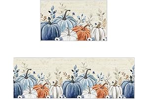 Fall Kitchen Runner Rug, Non-Slip Thanksgiving Pumpkin Leaf Flower Rug for Laundry,...
