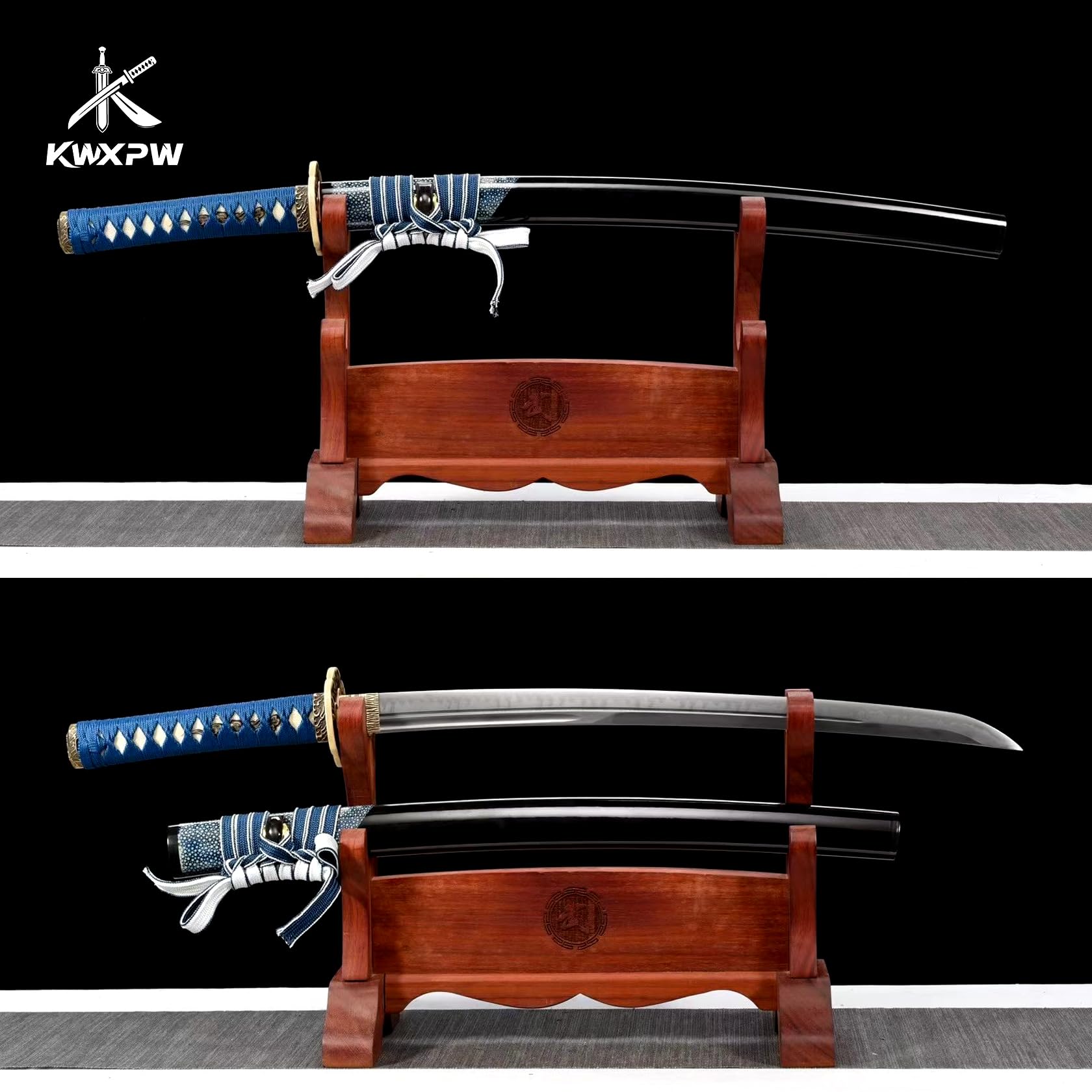 78cm Wakizashi,T10-Stahl Klinge,reinem Kupfer Tsuba,japanisches Katana | Samurai-Schwert Holz Saya,handgefertigtes Samuraischwert für Dekoration,Geschenke,Display,Training,Cosplay,Requisiten