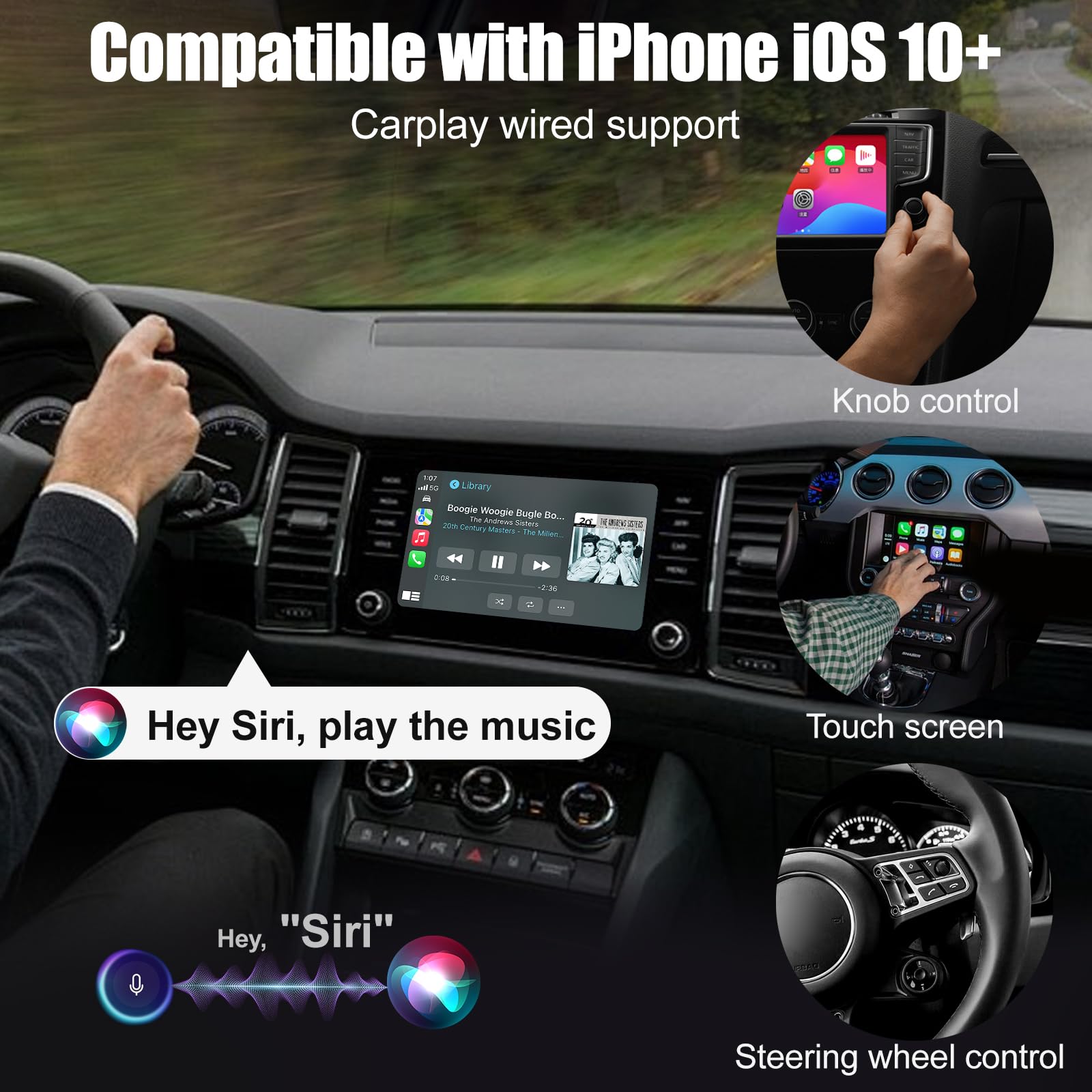 Hamsuwei Adattatore Carplay Wireless, Converte il display auto Carplay cablato in Carplay wireless, USB C/A Plug & Play Adattatore compatibile con le auto a partire dal 2016 e con i telefoni iOS 10+