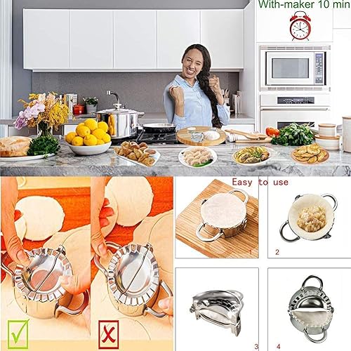 Miniatura 2 de Molde Pierogi de acero inoxidable para hacer empanadas para hacer ravioles, molde Wonton, herramienta fácil para envolver albóndigas, cortador de