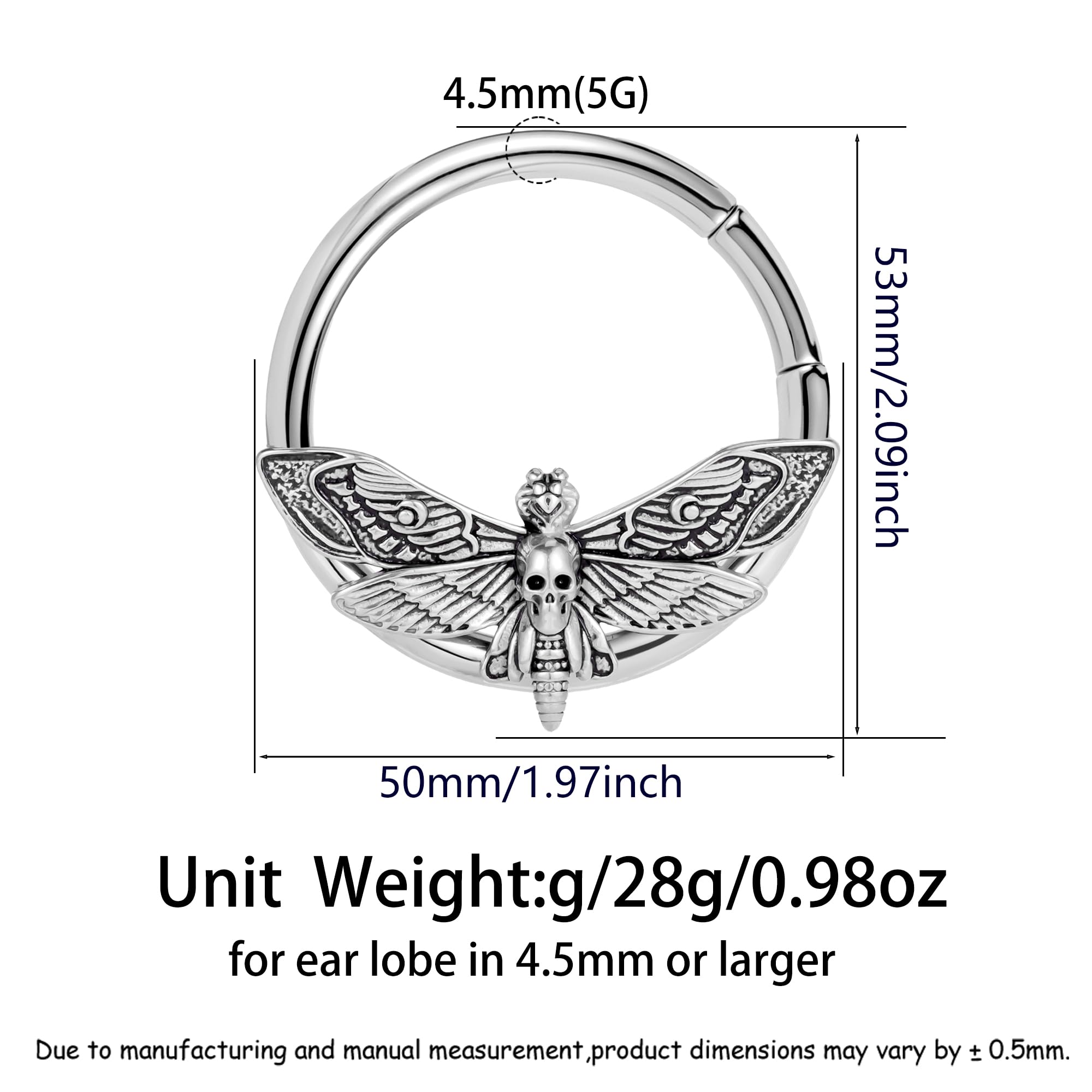 Vankula Pesi per Lobi Peso Dilatatori lobo orecchie ear weight in Acciaio inossidabile Tarma piercing espansori Gioielli Uomo Donna 5mm(4G) Argento
