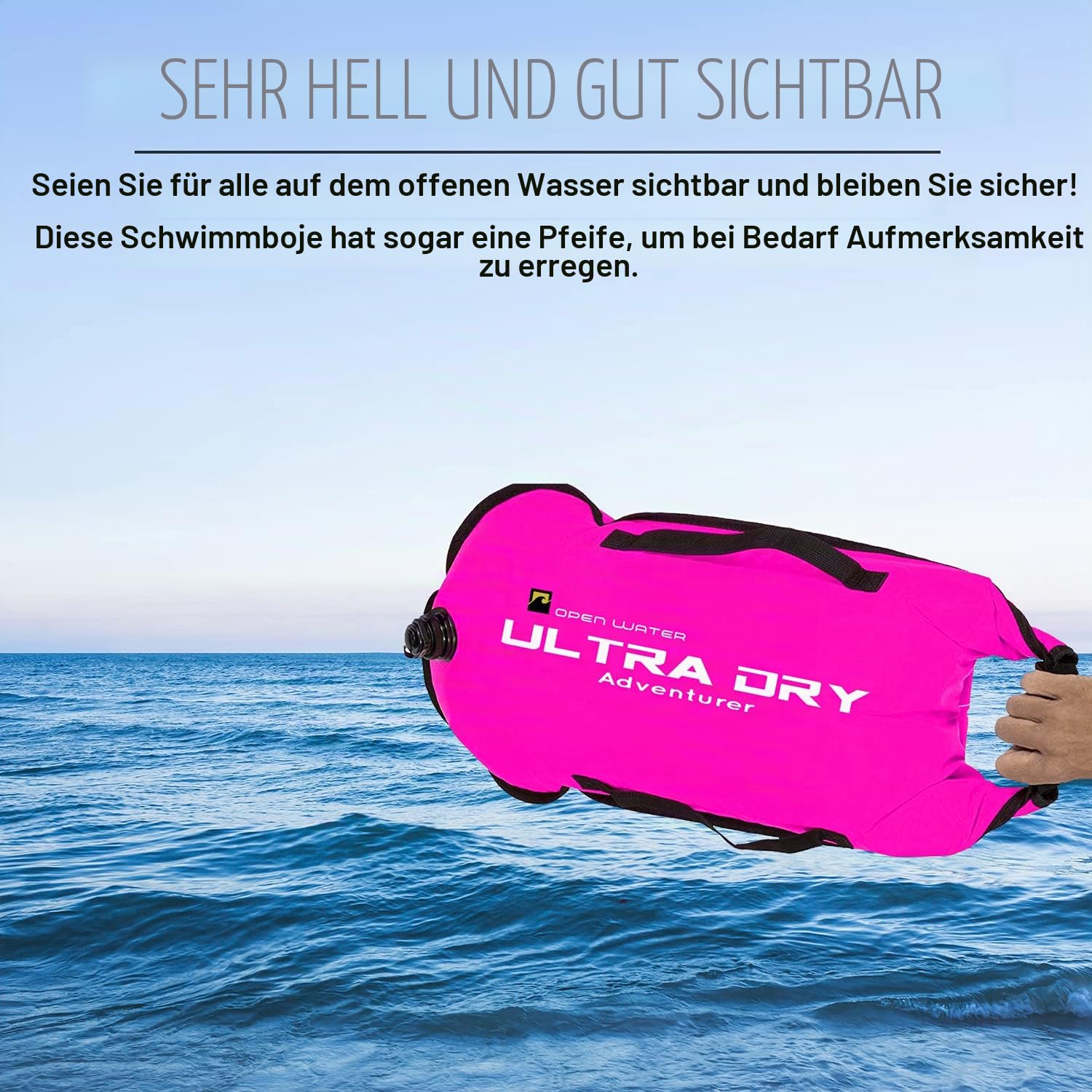 Swim Boje Tow Float Highly Visible Swimming Float Dry Bag with Adjustable Waist Belt, Carry Strap, Waterproof Phone Case for Open Water, Water Sports, Swimming 28L Pink