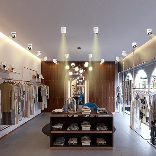 Miniatura 25 de Foco de techo LED de 12 W, luz direccional de rotación de 360°, 6000 K, blanco frío/lámpara de pared para pasillo, galería, sala de estar/blanco