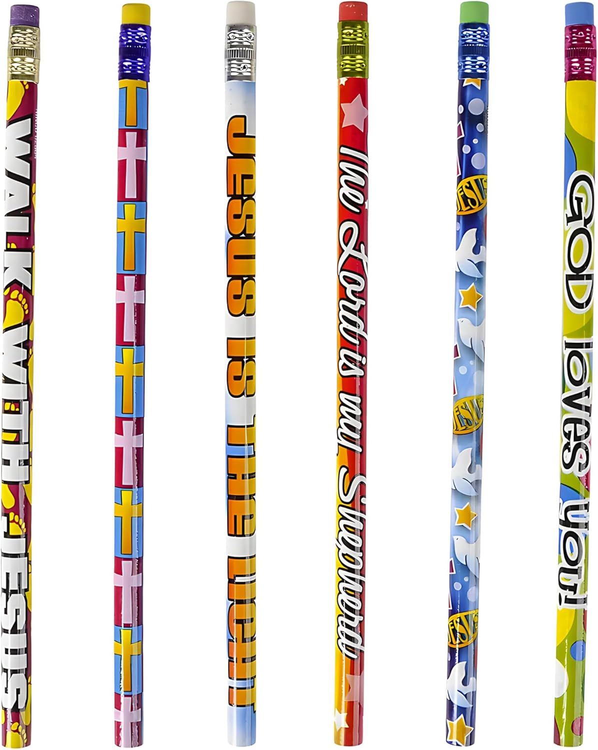 Rhode Island Novelty Lot of 100 Assorted Religious Christian Themed Pencils - 7.5" : Toys & Games