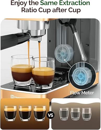 Miniatura 3 de Maestri House ULKA - Máquina de café expreso de 20 bares, máquina compacta de café expreso, medidor de flujo integrado, espumador de leche a vapor,