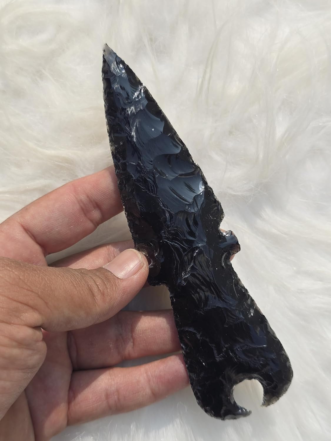 Black Obsidian Knife Arrowhead, Natural Crystal and Healing Stone Flint Rock Arrowhead