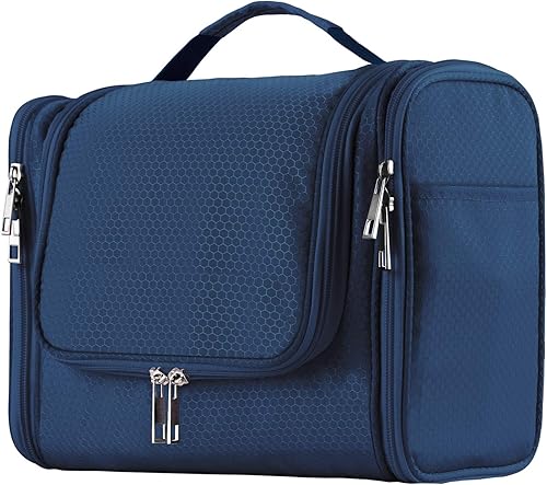 Miniatura 13 de Buruis - Neceser grande para productos de aseo personal para mujeres y hombres, bolsa de viaje colgante para maquillaje, cosméticos, afeitado, Azul