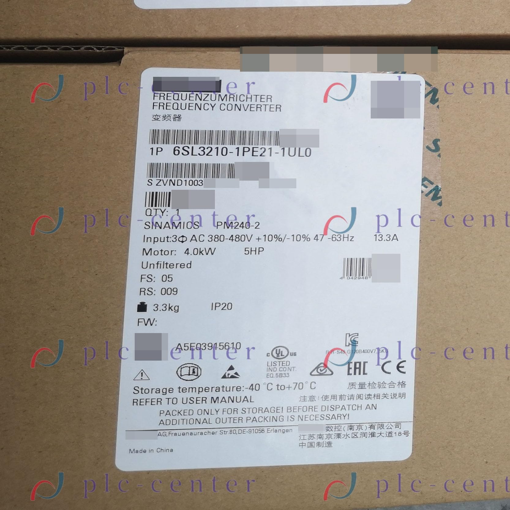 1PCS Unopened New 6SL3210-1PE21-1UL0 Module