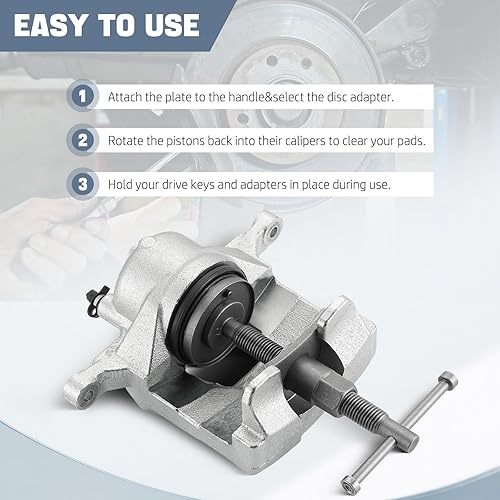 Miniatura 5 de DASBET Kit de herramientas de servicio de pastillas de freno de disco y pinzas  Kit de herramientas de compresión de pinzas de freno de disco de