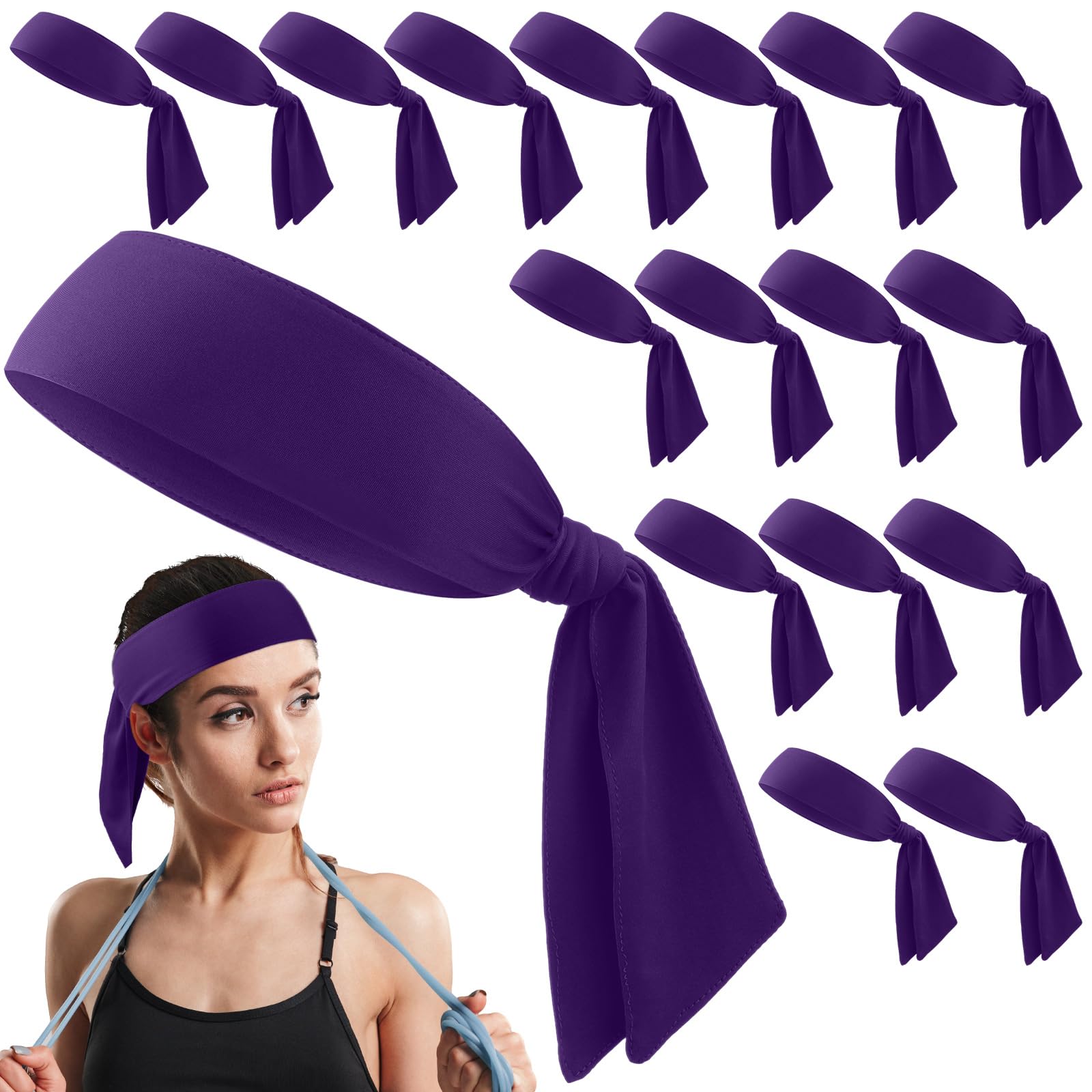 Hiboom Paquete de 18 diademas deportivas a granel para hombres y mujeres, bandas elásticas para el pelo para baloncesto, fútbol, correr, yoga