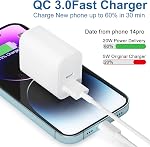 3Pack Bloc de chargeur USB C à double port QC + PD 3.0 Adaptateurs de chargeur mural USB C compatibles avec iPhone 17/16/15/15 Pro/15 Pro Max/15 Plus/14/13 iPad, Pixel, Samsung, téléphone Android
