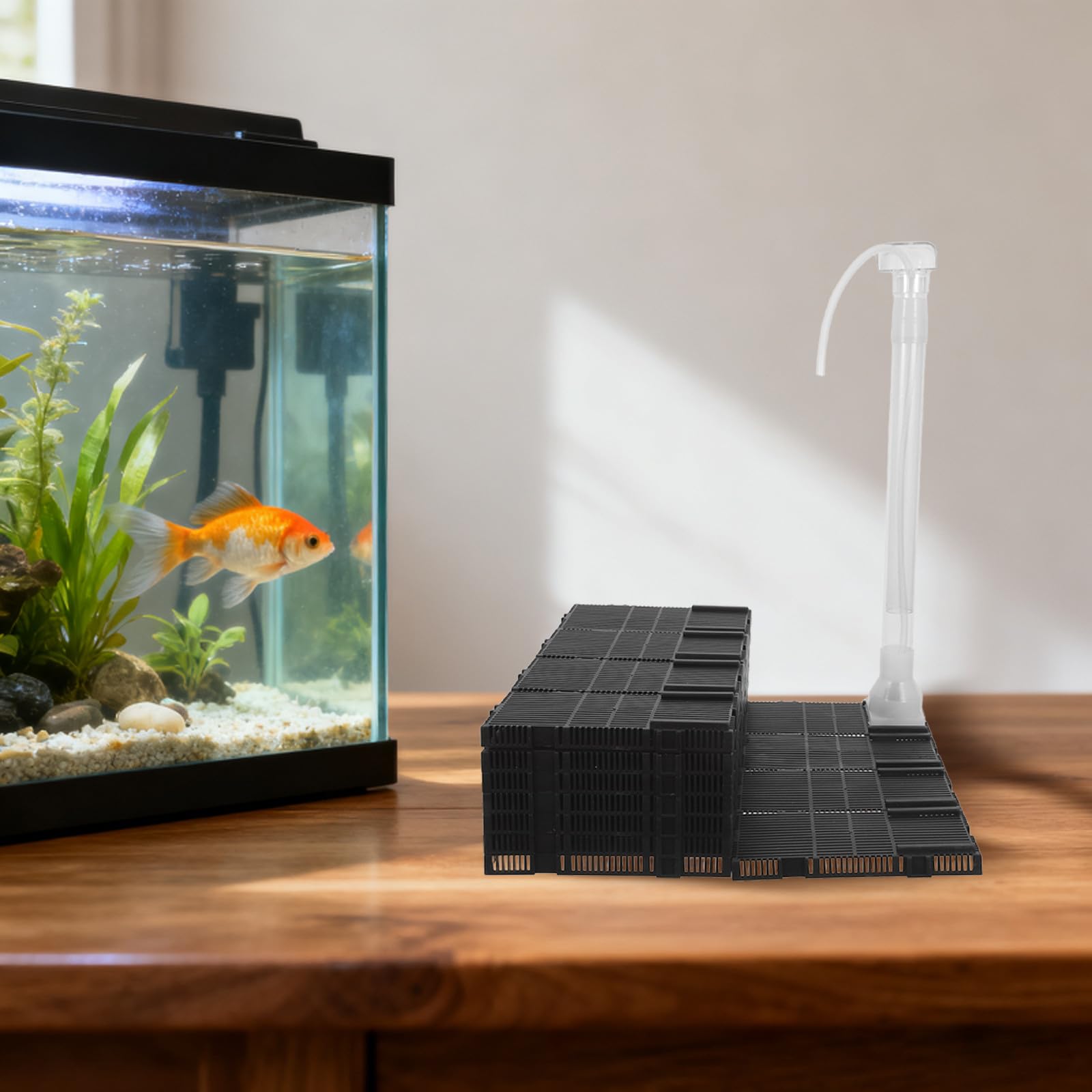 ifundom Placa de Filtro de Plástico para Acuario Grava para Tanque de Peces, Sistema de Filtración Versátil y Oxigenación Mejorada, Fácil Instalación en Acuarios