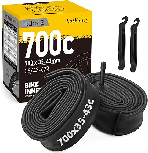 Miniatura 8 de LotFancy Tubos de bicicleta 700C, 2 tubos de bicicleta de carretera 700x35/43c, 700x35C, 700x38C, 700x40C, 700x42C, 700x43C, tubos de neumáticos
