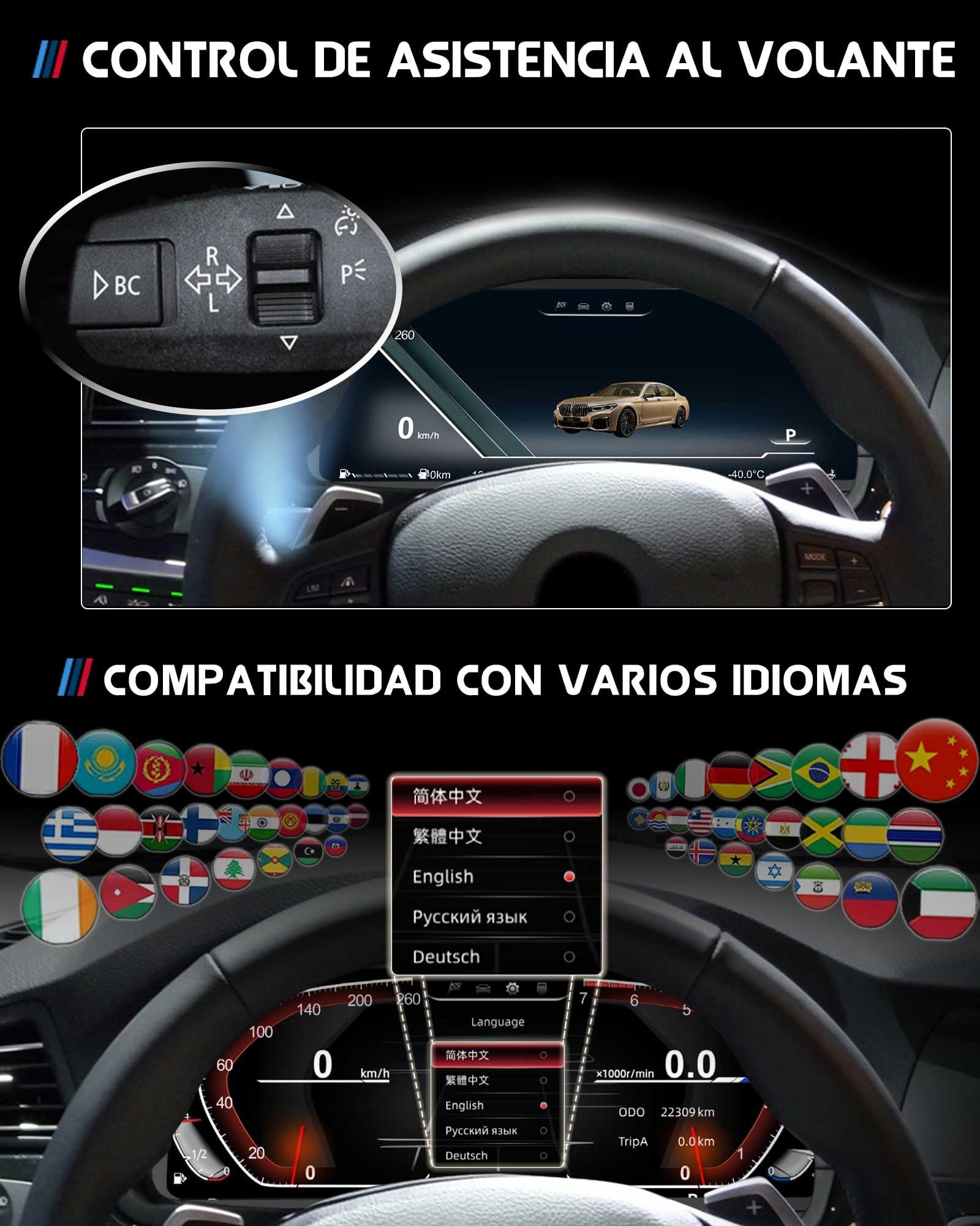 12,3" Cuadro de Instrumentos Digital LCD para BMW Serie 5 F07 F10 F11 F18, Serie 6 F06 F12 F13, Serie 7 F01 F02 F03, X3 F25, X4 F26, X5 F15, X6 F16, Panel de Instrumentos Digital 4-Core, Plug & Play