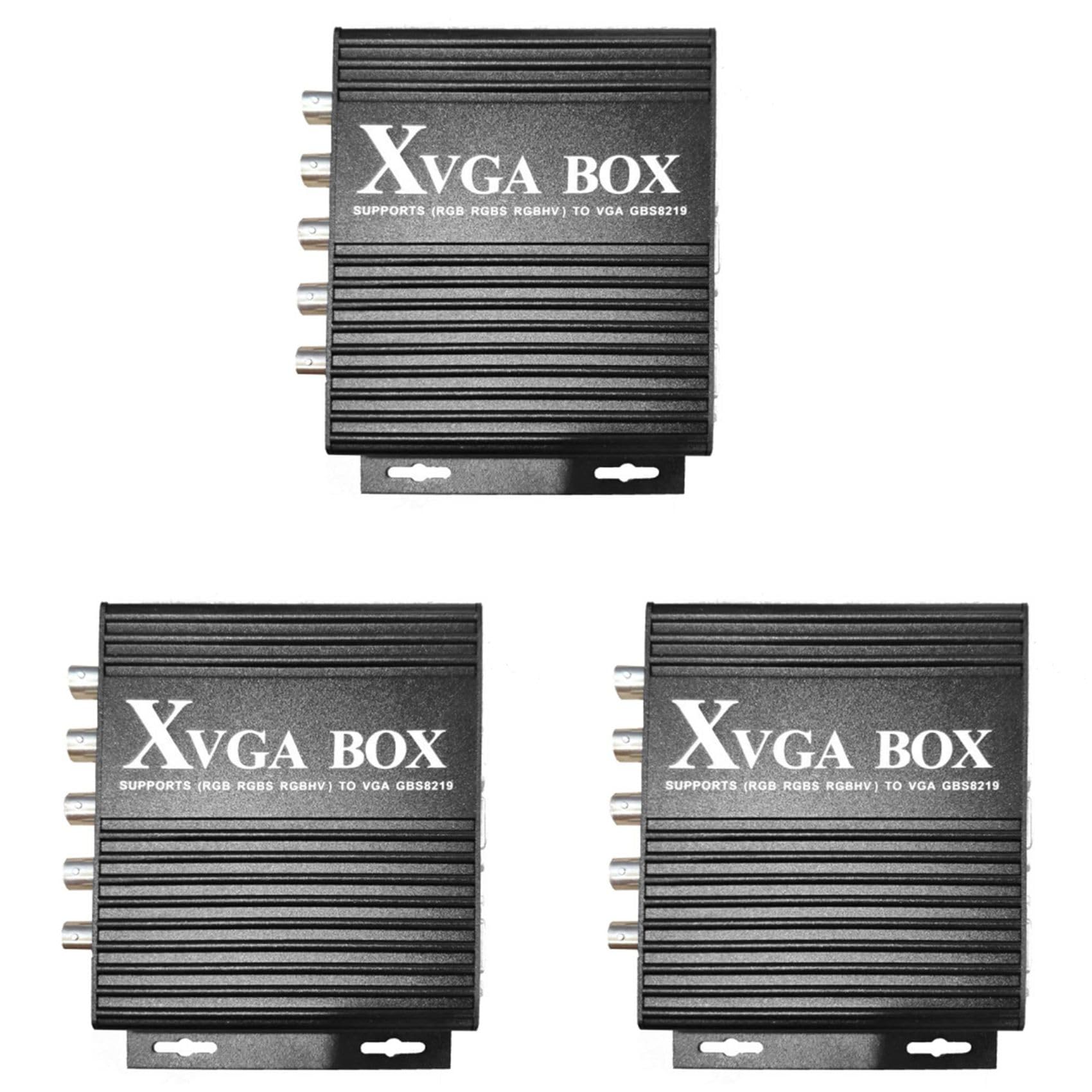3X Convertisseur Vidéo Industriel XVGA Box RGB vers VGA RGBS vers VGA Convertisseur Vidéo pour Moniteur Industriel GBS-8219 Prise UE