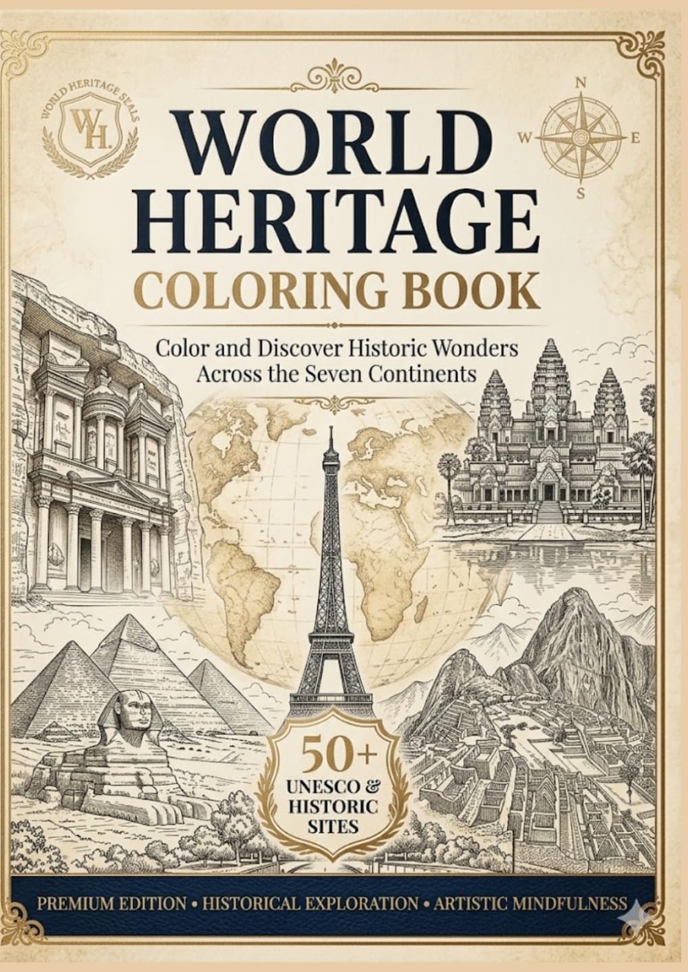 WORLD HERITAGE COLORING BOOK: Color and Discover Historic Wonders Across the Continents