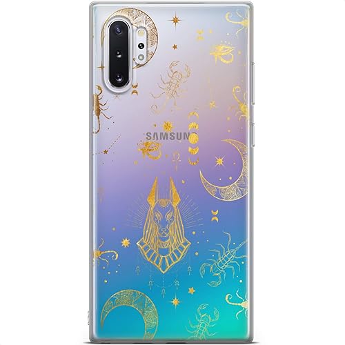 Miniatura 5 de Mertak Funda compatible con Samsung Galaxy A73 A72 5G A71 A70 A53 A52 A32 A50 A21s Flexible TPU Ligero Diseño de silicona Luna Diseño Anubis Patrón