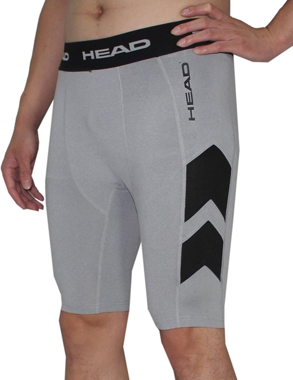 HEAD Mens Athletic Fitness Training Compression Shorts Grey