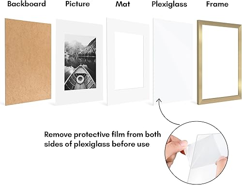 Vista 328 de Americanflat Portarretratos de 8 x 12 pulgadas con plexiglás pulido, juego de 2 portarretratos de 6 x 8 pulgadas con paspartú o para fotos de 8 x 12
