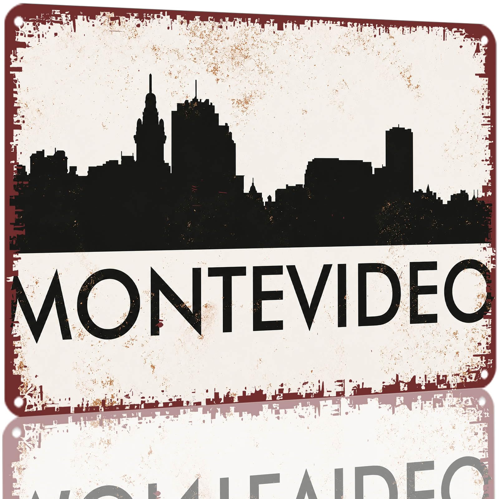 Kwqdozf As Pic Vintage Montevideo City Skyline Silhouette Tin Sign 8X12 Inch Aluminum Meta