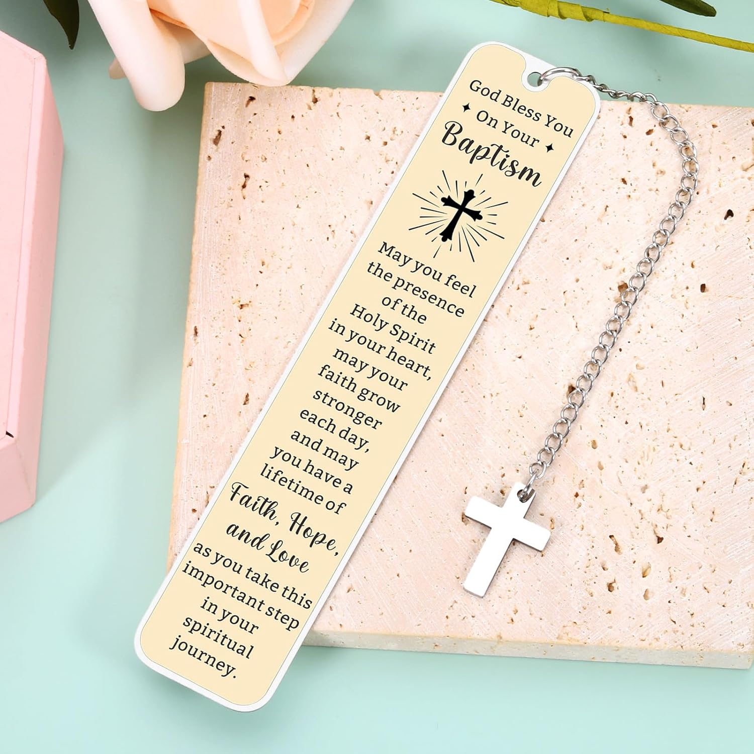 Adult Baptism Gifts for Women Men, Catholic Baptism Gifts for Teen Girls Boys, Cross Baptism Bookmark, First Communion Gift for Teens, Christening Confirmation Gift for Kids, Easter Basket Stuffers - Image 2
