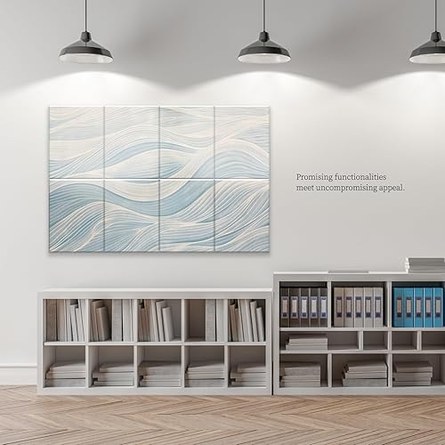 Miniatura 4 de Paquete de 8 paneles acústicos artísticos, paneles acústicos decorativos de 48 x 32 pulgadas, arte de pared absorbente de sonido con nano pegamento