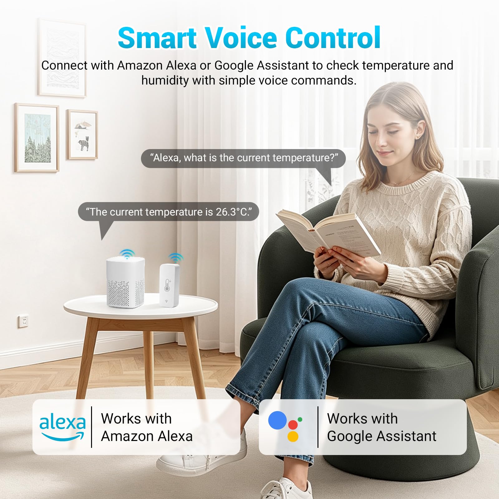 4 termometro igrometro Wi-Fi con sonda, termometro intelligente per frigorifero con app Tuya/Smart Life, termometro WiFi per interni ed esterni (℉/℃) per frigorifero, congelatore, acquario, serra