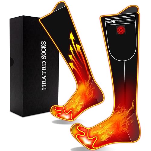 Autocastle 7.4V Heated Socks Electric Heated Socks for Men Women Rechargeable Battery Heating Socks Winter Warm Thermal Socks Washable Unisex Foot Warmers for Hunting Camping Skiing Hiking Outdoors