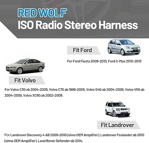 Miniatura 2 de RED WOLF Adaptador de arnés de cableado de radio ISO para automóvil Select para Ford Fiesta 2009-2013, Volvo C30 XC90 2002-2004, Landrover Discovery
