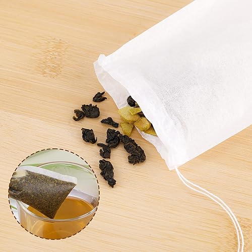 Miniatura 5 de 200 bolsas de té desechables para té de hojas sueltas, bolsas de filtro de té reutilizables, bolsas vacías no reutilizables con cordón, bolsas de té