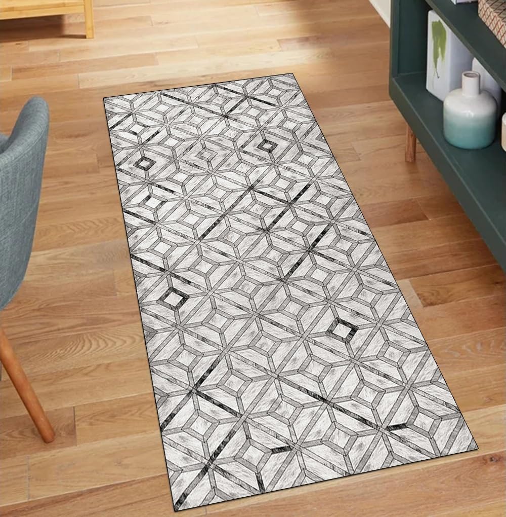 Alfombra lavable gris para pasillos y suelos resbaladizos 80x200