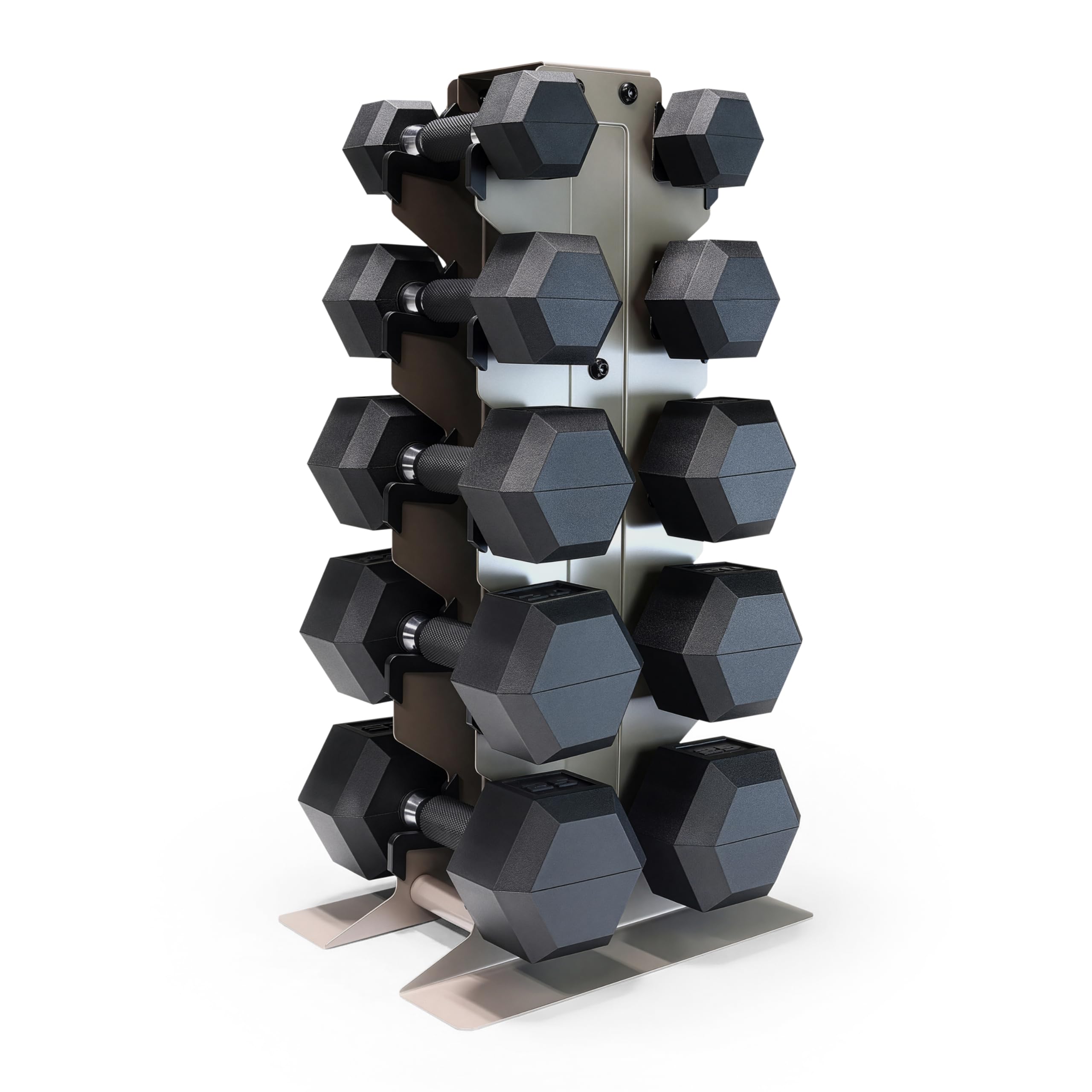 CAP Dumbbell Set with Rack, Rubber Coated Hex Free Weight Set | 100–300 lb Options, Vertical Space-Saving Storage for Home Gym Strength Training