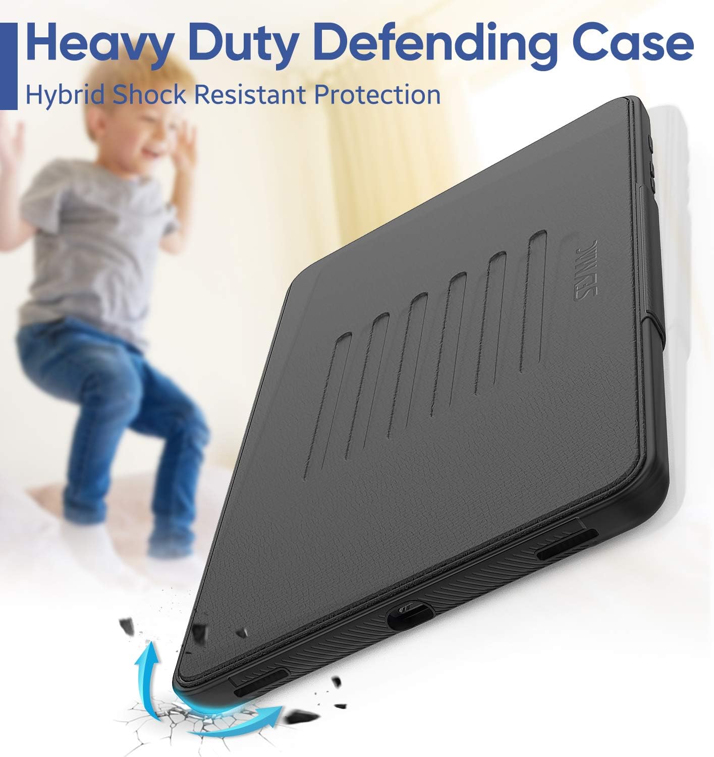 SEYMAC stock Case for Samsung Galaxy Tab A 10.1 (SM-T510/T515/T517) 2019, Full-Body Shock-Proof Auto Adsorbing Stand Cover with Card Slot Multi-Angle for Samsung Galaxy Tab A 10.1’’ 2019 (Black)