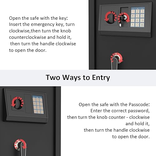 Miniatura 2 de HARDROCK Caja fuerte grande para pistolas, caja fuerte digital para rifle y pistolas, acceso rápido 5 cajas de seguridad largas con caja de