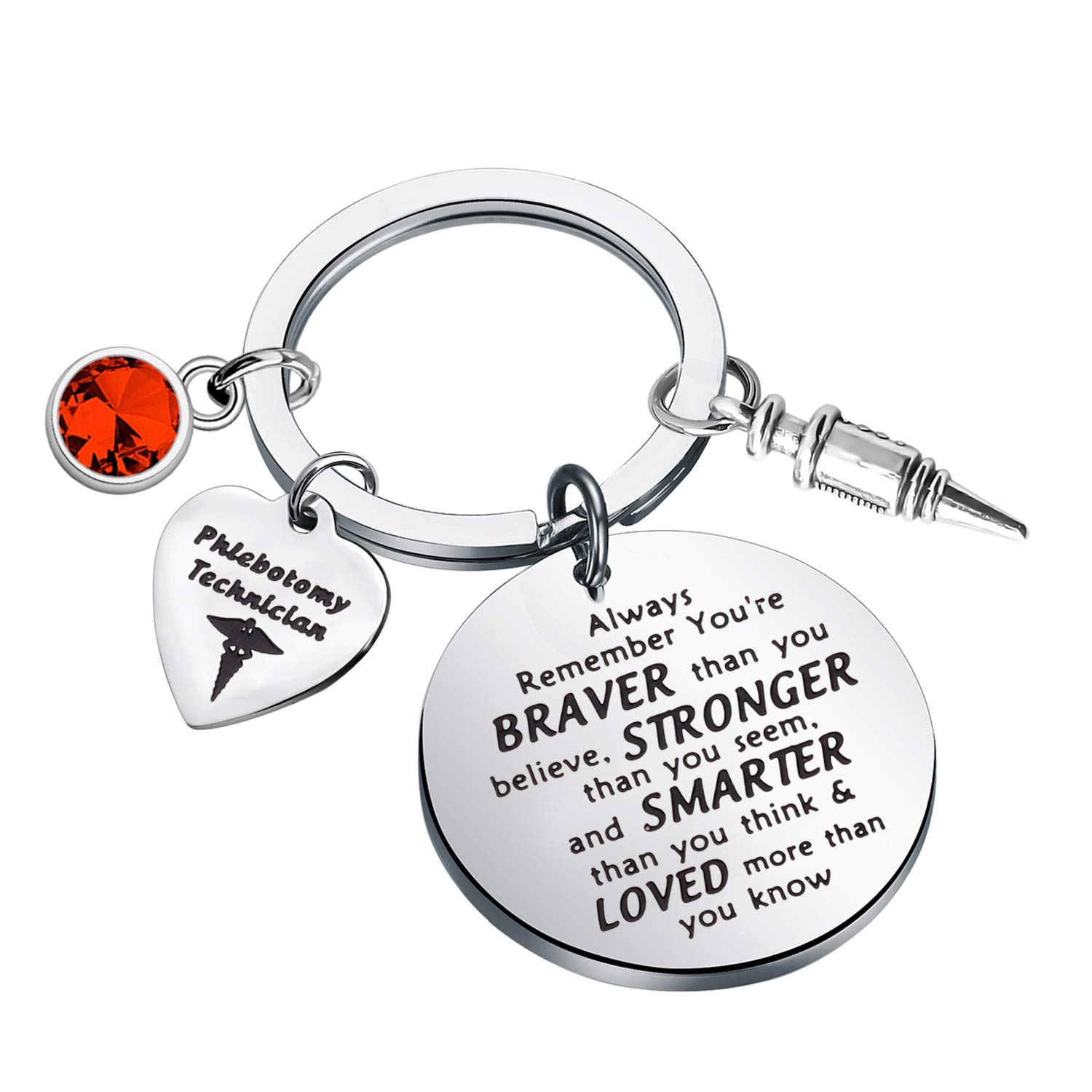 SEIRAA Phlebotomy Technician Jewelry Always Remember You’re Braver Than You Believed Key Chain Gift for Phlebotomist Nurse Phlebotomy Technician