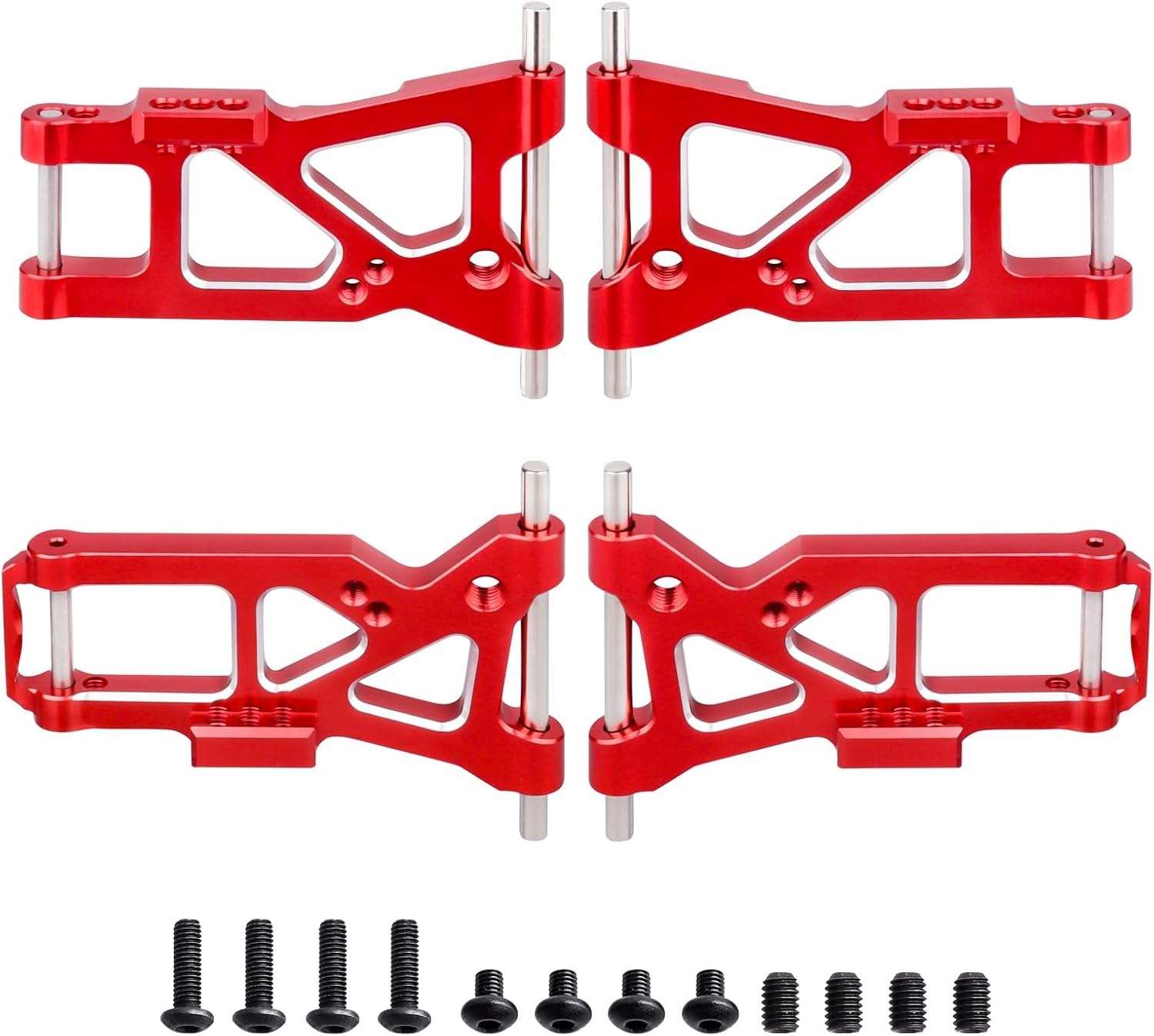 Aluminum Suspension Arms Set Front & Rear for Traxxas 4-Tec 2.0 VXL AWD 1/10 RC Touring Car (Red)
