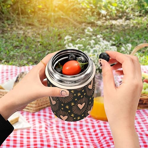 Miniatura 5 de Magical Boho Sacred Heart Love Peace - Tarro aislado con cuchara para niños y mujeres, recipientes de 17 onzas  16.9 fl oz con tapas, de acero