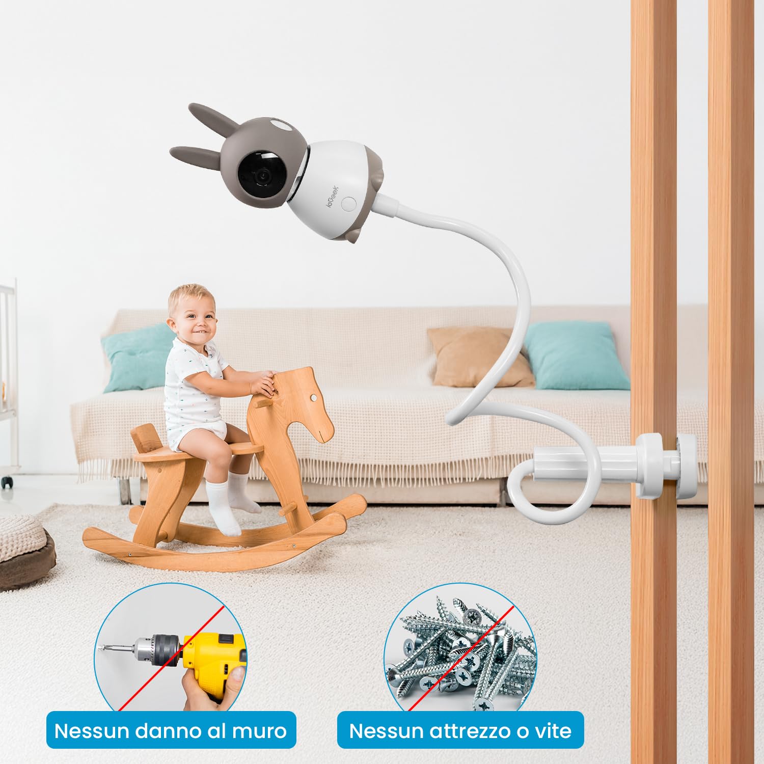 ieGeek Supporto per macchina fotografica, monitor/fotocamera/cellulare/supporto per fotocamera per neonato, flessibile, adatto per lettini, compatibile con Baby 1T/Baby 4/Baby 7S