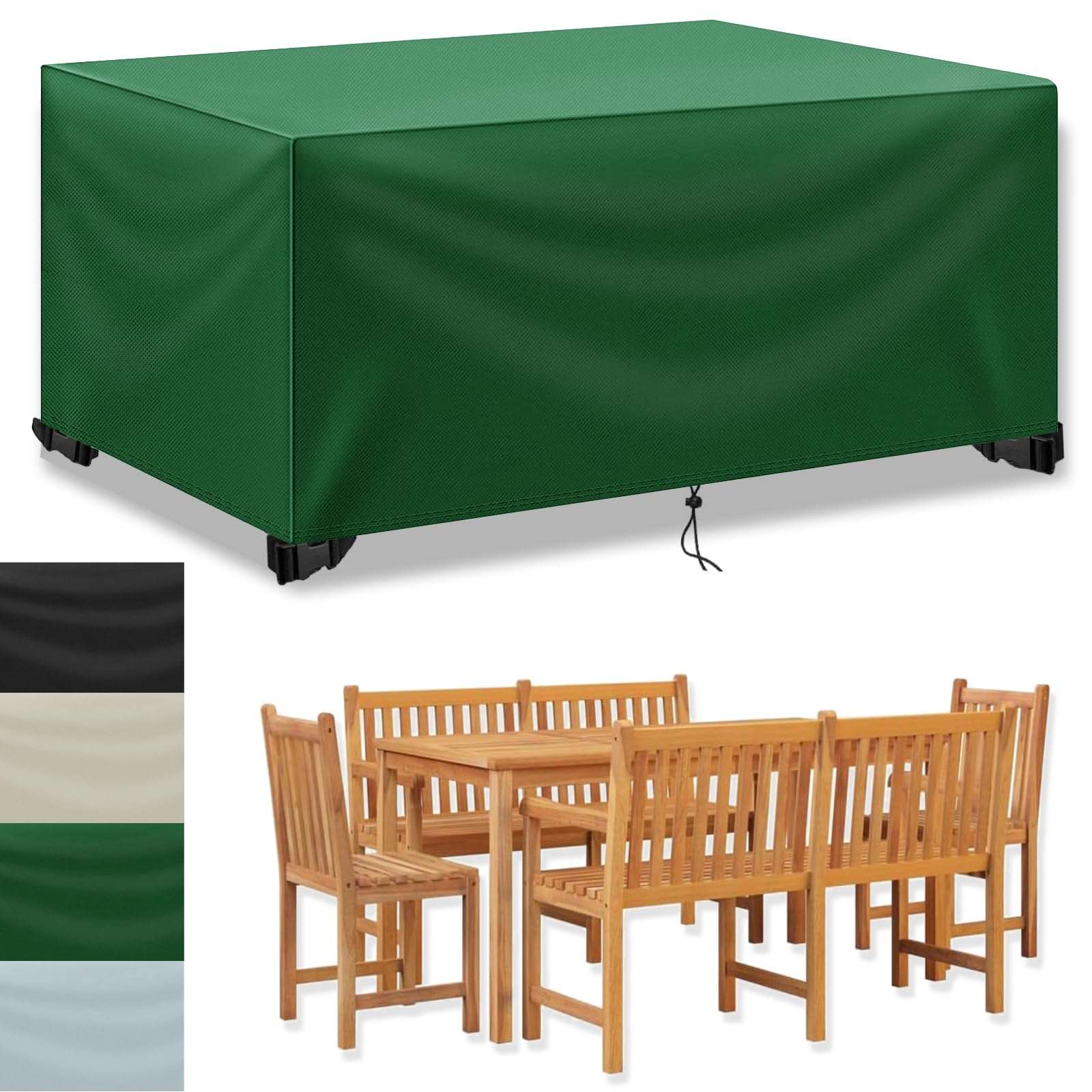 Copertura Tavolo Giardino Esterno Impermeabile, Resistente ai Raggi UV Resistente allo Strappo Copertura per Mobili da Giardino, 420D Tessuto Oxford Telo Copri Tavolo Esterno (180x100x70cm) - Verde
