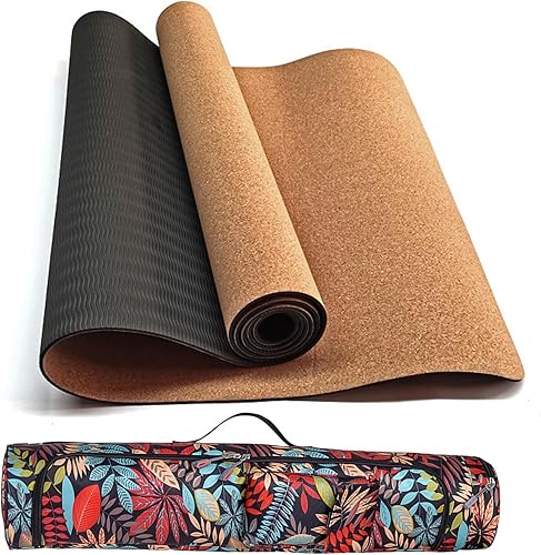 Tapete de yoga de corcho, 72 x 27, antideslizante, bolsa de esterilla impermeable, tapete de ejercicio ecológico para yoga caliente, gimnasio,