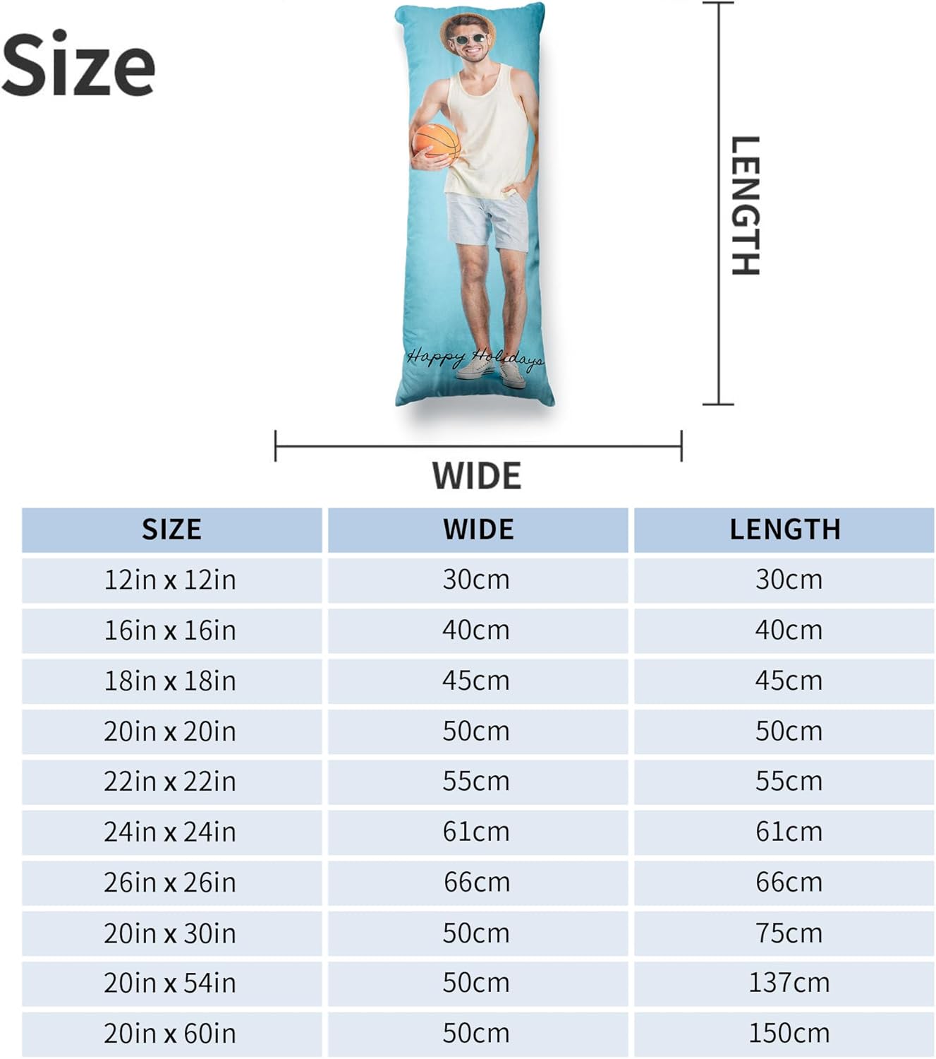Easycosy Custom Body Pillow with Picture & Text, Two-Sides Velvet Customized Photo Pillowcase, 20"x60" Personalized Pillowcover with Photo, Custom Love Keepsake Gifts (No Pillow Insert)