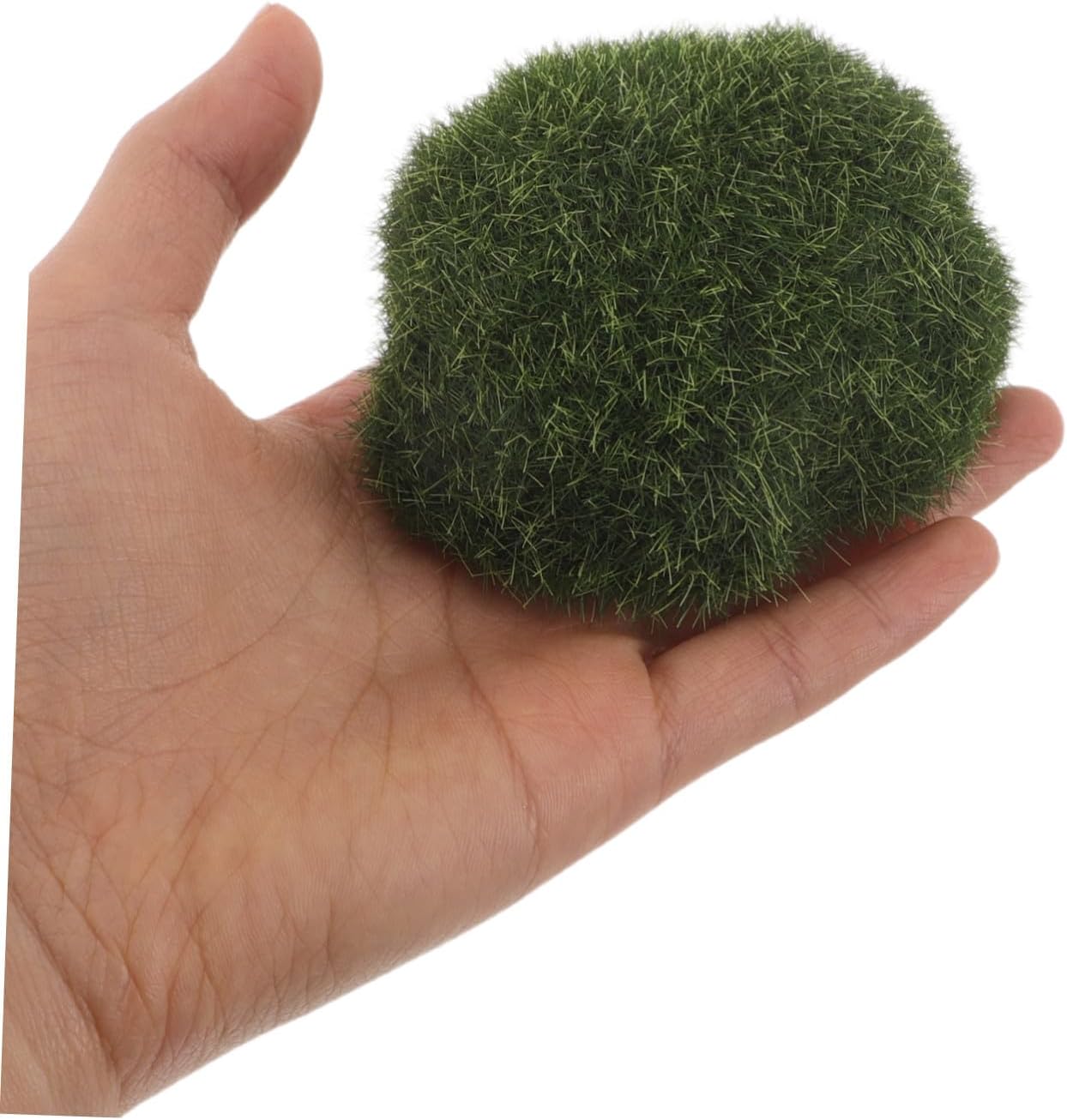 SECFOU 4pcs Realistic Artificial Moss Rocks Faux Moss Stone Balls Decorative Faux Ornaments for Indoor Plants Outdoor Garden Floral Arrangements and Festival Decor