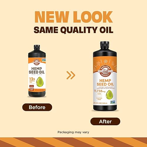 Miniatura 3 de Manitoba Harvest Aceite de semilla de cáñamo, 0.42 oz de omegas 3 y 6 por porción, sin OMG, vegano, sin gluten, 32 onzas líquidas