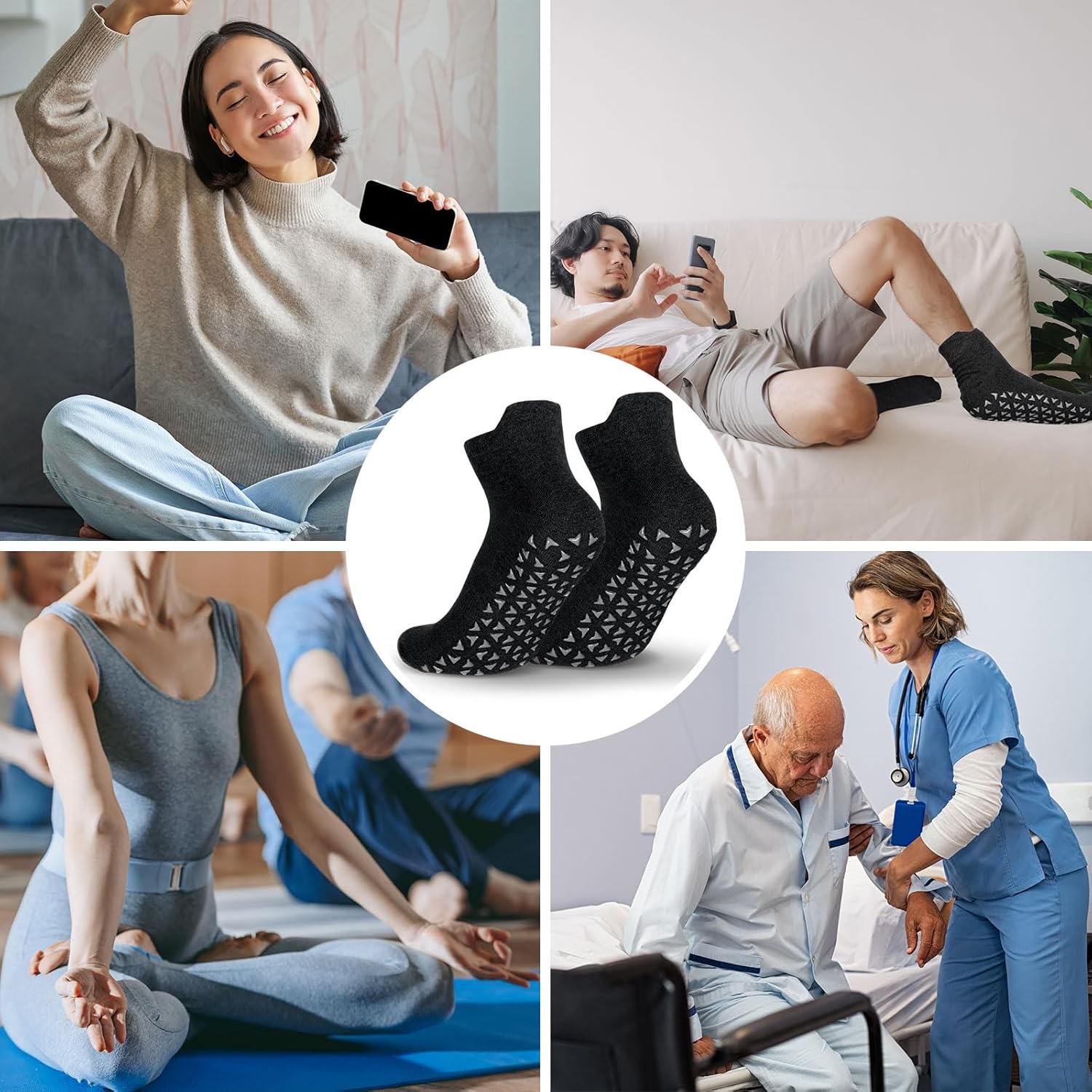 Sureio 30 Pairs Non Slip Socks Unisex Non Skid Pilates Yoga Hospital Socks for Men Women Elderly - Image 6