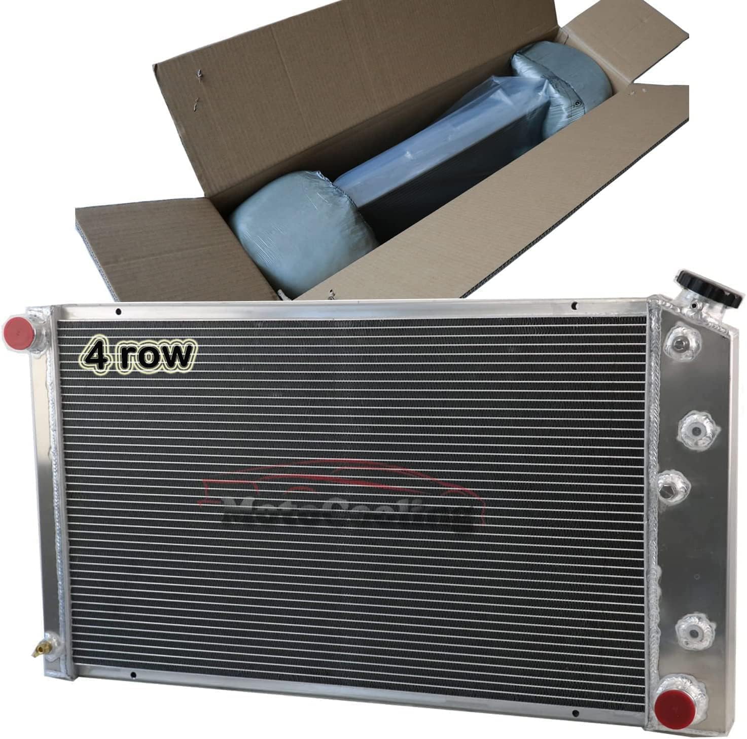 4 Row Aluminum Radiator for Chevy Chevelle Impala Caprice Malibu C/K/G C10 C20 C30 K10 K20 K30 K5 Suburban GMC Buick for Cadillac Plymouth Pontiac El Camino V8 1971-1990
